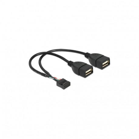 "Delock USB Kabel Pin Header Buchse > 2 x USB 2.0 Typ-A Buchse 20 cm"