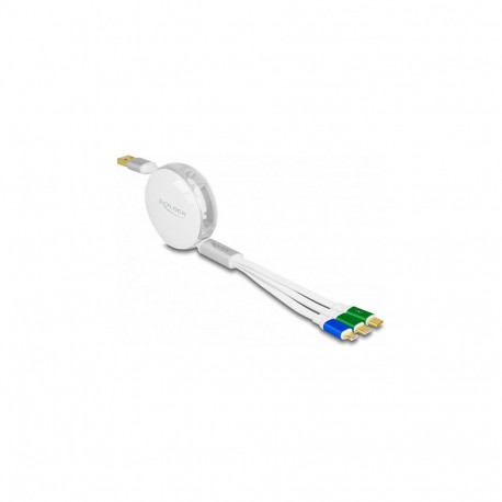 Delock 3 in 1 keritav USB laadimiskaabel Type-A - Micro USB / 2 x USB Type-C™ kiirlaadimisfunktsioon
