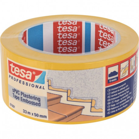 "Tesa Putzband, sPVC 33m x 50mm quergerillt gelb 67001"