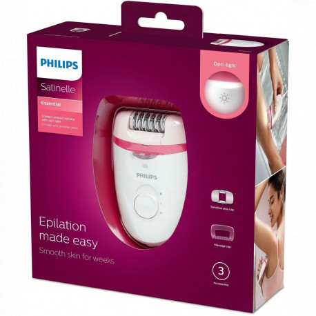 Philips Epilator BRE255/00 Satinelle Essential Number of power levels 2, White/Pink, Corded