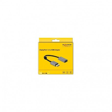 Aktiivne adapter DisplayPort 1.4 > HDMI pesa 4K 60Hz 20cm, hall/must