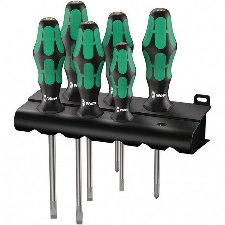 Kruvikeerajate komplekt 334/6 Kraftform Plus Lasertip, must/roheline