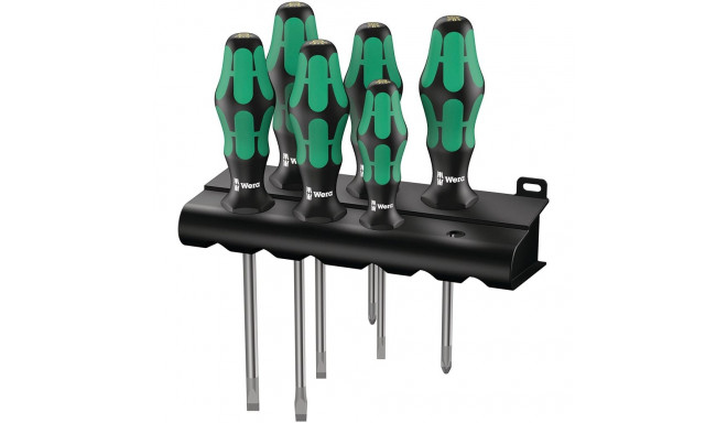 Kruvikeerajate komplekt 334/6 Kraftform Plus Lasertip, must/roheline