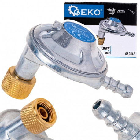 Geko gaasiregulaator, G80547, 37mbar, 1,5kg/h, 9-10mm, sisemine vasak 3/8", EN16129, EN12864