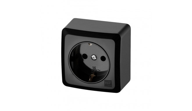 SCHUKO SURFACE SOCKET BLACK