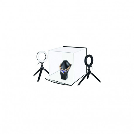 Photo box with a set of ring lamps, 30x30x30cm