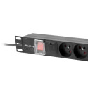 POWER DISTRIBUTION UNIT (PDU) 19" LANBERG 1U 16A 2M 4X FRENCH OUTLETS 4X IEC C13 OUTLETS BLACK