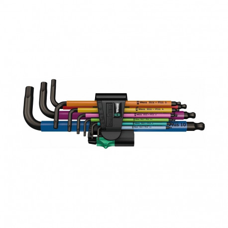 Wera 950 SPKL/9 SM N SB pika varrega pallpeaga L-võtmekomplekt – 9-osaline 1,5–10 mm, BlackLaser, ku
