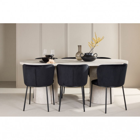 Söögilaua komplekt NARVIK koos EDINA toolidega 100x200 cm, beež-must