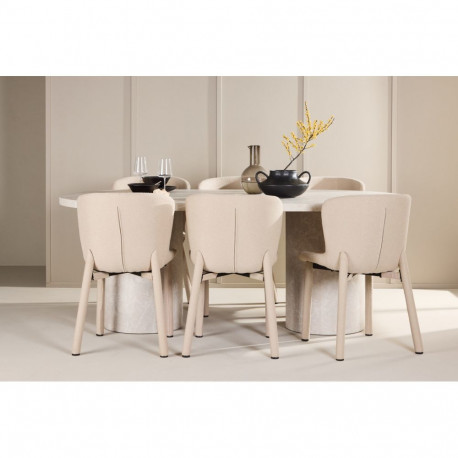 Söögilaua komplekt NARVIK 100x200 cm koos 6 ASTORIA tooliga, beež