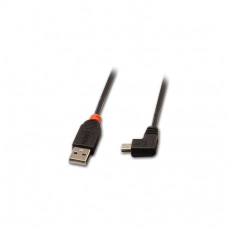 USB 2.0 kaabel A - Mini B nurgaga paremale 2.0m, must