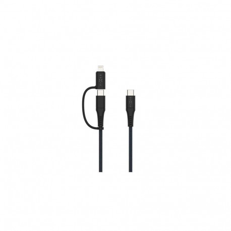 FIXED Braided Cable USB-C/USB-C, Lightning Adapter, 3m, MFi, PD 60W, gray
