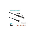 FIXED Braided Cable USB-C/USB-C, Lightning Adapter, 3m, MFi, PD 60W, gray