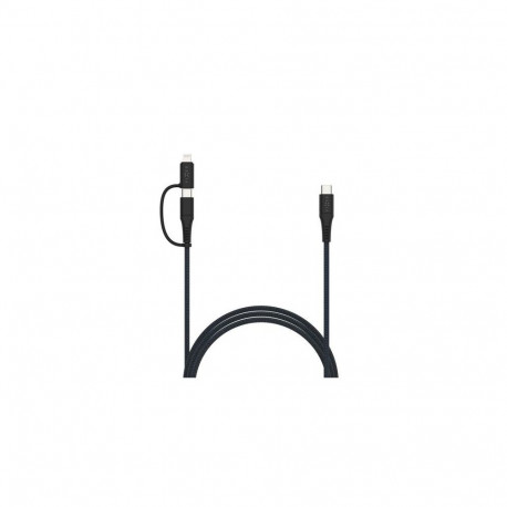FIXED Braided Cable USB-C/USB-C, Lightning Adapter, 2m, MFi, PD 60W, gray