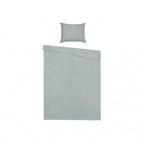 BED COV SET STRIPED SATEEN GREEN 140X200