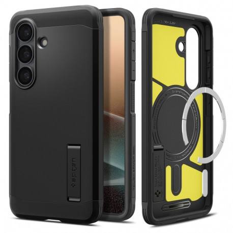 Kaitseümbris Tough Armor (MagFit), Samsung Galaxy S26, must, tugijalaga, Qi2/MagSafe toega, Spigen