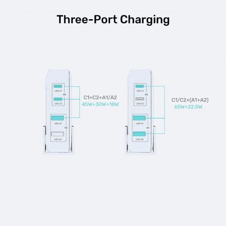 Charger - UNITEK P1229AWH01-EU 100W 2x USB-C 2x USB-A White