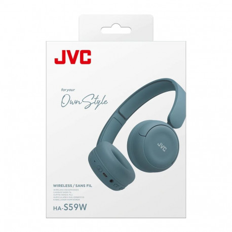 Headphones - JVC HA-S59W Bluetooth Headset, 50h Battery, Wired/Wireless, Blue