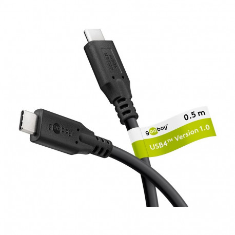 Goobay USB-C kaabel, USB4, 0.5 m, must