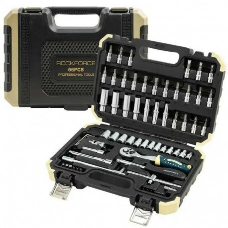 Tööriistakomplekt, ROCKFORCE, RF-2661-5, 66 tk, 1/4" kroomvanadiumi teras, auto ja kodu remondiks