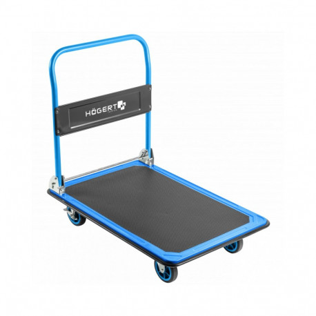 Hogert Hand Trolley HT7G555, 900x600x845 mm, 300 kg, 0.5 mm, 4 wheels, 2 swivel wheels, brakes, TPR,
