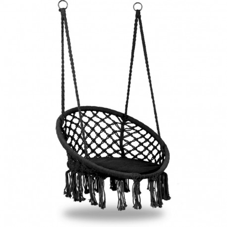 RoGer Stārķa nest chair swing with backrest 80cm Black