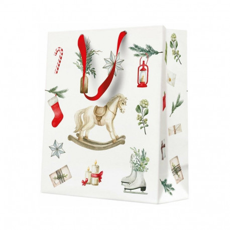 BAG GIFT CHRISTMAS WHITE 20X25CM