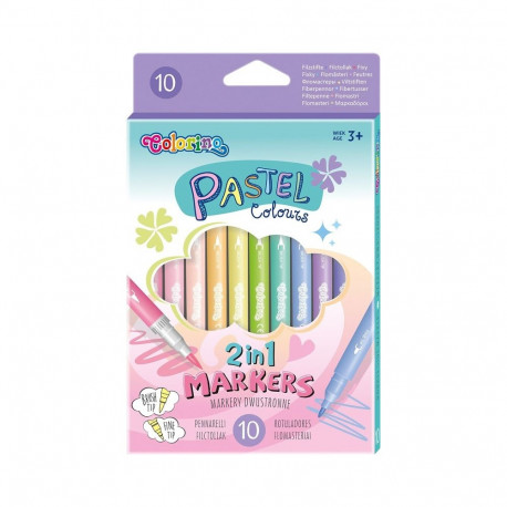 DOUBLE SIDED PASTEL MARKERS 10 COLORS