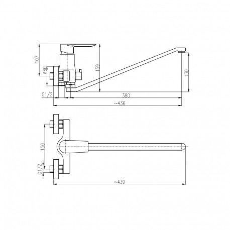 BATH MIXER BENT SPOUT NIL CHROME