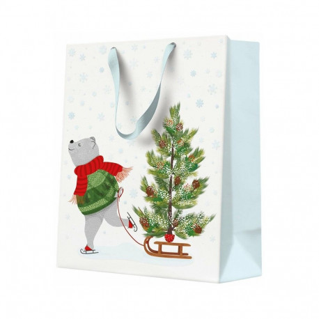 BAG GIFT CHRISTMAS BEAR 20X25CM