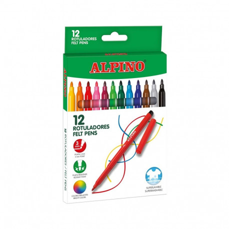 FELT TIP PENS ALPINO 12COLOURS