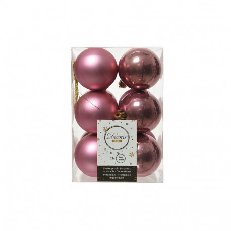 Purunemiskindlad sametised roosad jõulukuulid 12PCS 6CM 21833