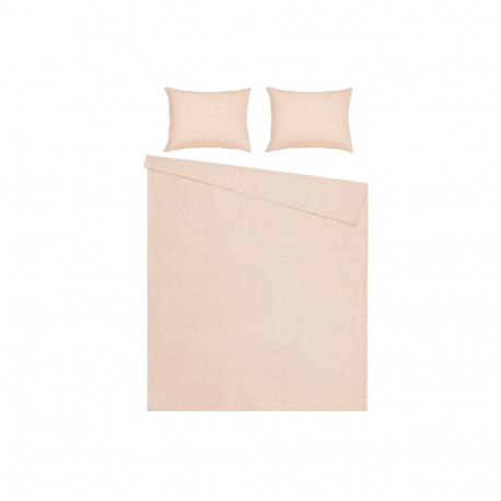 Triibuline satiinist voodipesukomplekt, liivakarva 200x220