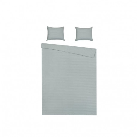 BED COV SET STRIPED SATEEN GREEN 160X200