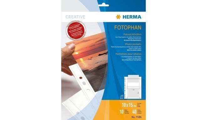 Herma photo sleeve 10x15cm horizontal 10sh, white (7586)