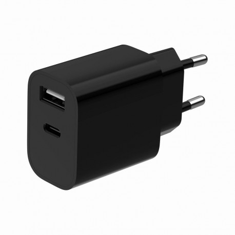 Universaalne laadija USB-A+C, 2.4A, must