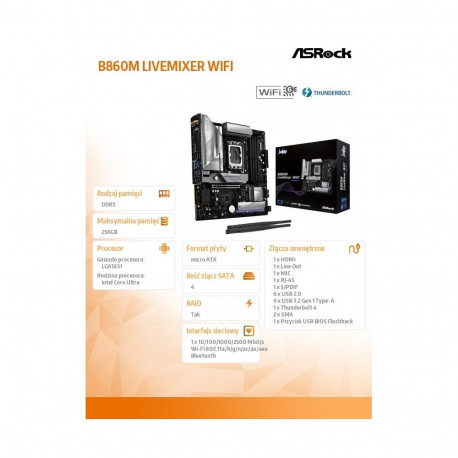 Motherboard B860M LIVEMIXER WIFI s1 851 4DDR5 mATX