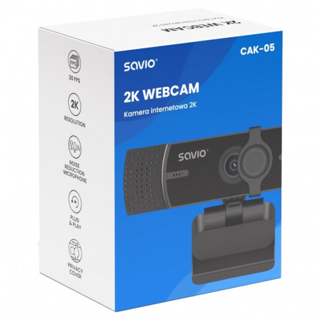 Webcam - Savio 2K Webcam CAK-05 2560x1440 USB Built-in Microphone
