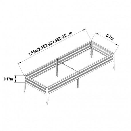 Peenar tsingitud lehtterasest ZINCALU 0,7 x 2m - kõrgus 17cm
