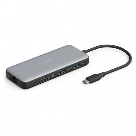 "Docking USB-C->HDMI,USB3.0,RJ45,SD,MicroSD,CPD Alu s"