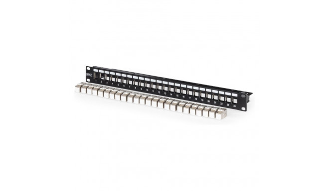 "DIGITUS Patchpanel 1HE 24xCat6A Keystone Module geschirmt sc"