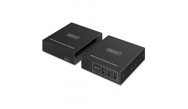 "DIGITUS USB Extender 3xUSB-A 1xUSB-C mit CAT-Kabel schwarz"