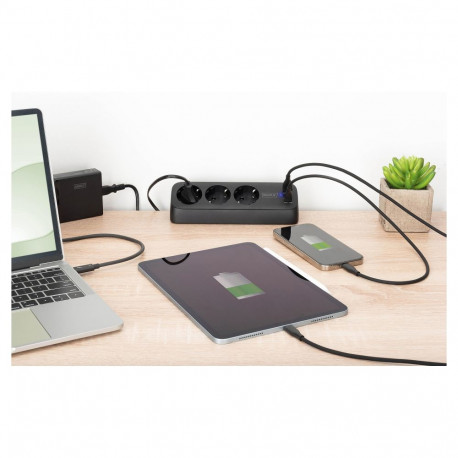 "DIGITUS Steckdosenleiste 3x + 2USB 1,5m 12W 30W schwarz"