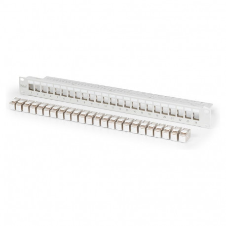 DIGITUS 1HE 24xCat6A varjestatud hall keystone-moodulitega patch-paneel