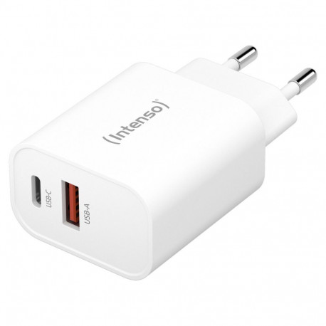 "Intenso Power Adapter W30AC, Anschlüsse: 1x USB-A, 1x USB-C Output: max. 30 Watt, Weiß"
