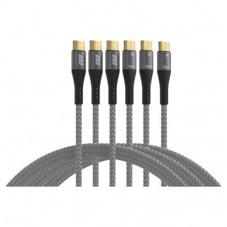 "EFB USB-C Kabelset 100W PD 3.0 5A E-Marker Chip 0,5+1+2m gra"