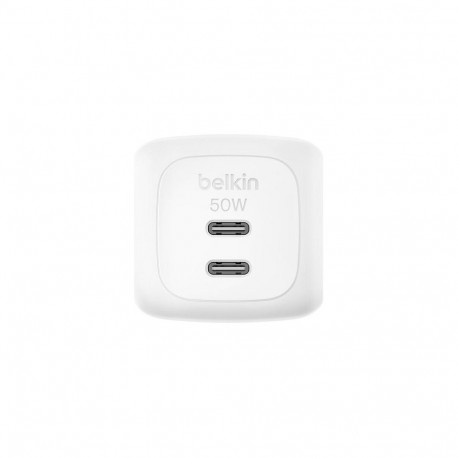 Belkin Dual USB-C 50W PD + PPS valge laadija WCH019kqWH