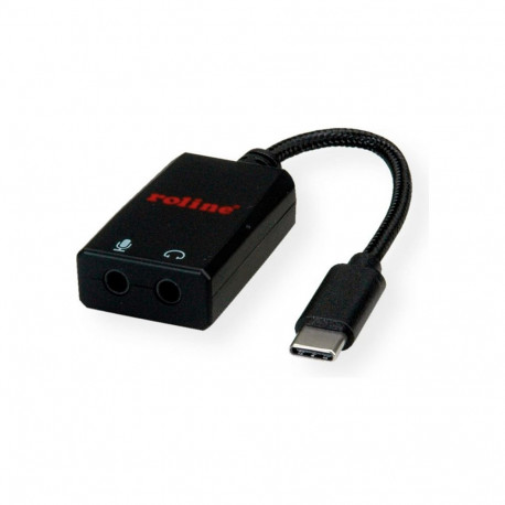 ROLINE adapter USB Type C - 2x 3,5mm audio, ST/BU, 0,13 m