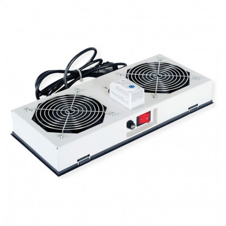 ROLINE ventilaatoriseade 2 ventilaatorit 19-tollisele seinakorpusele termostaadiga, hall