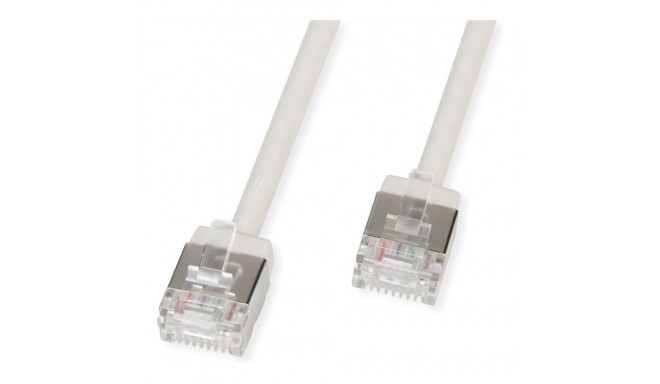 "ROLINE U/FTP DataCenter Patchkabel Cat.6A (Class EA), LSOH, slim, extra kurzer Stecker, grau, 2 m"